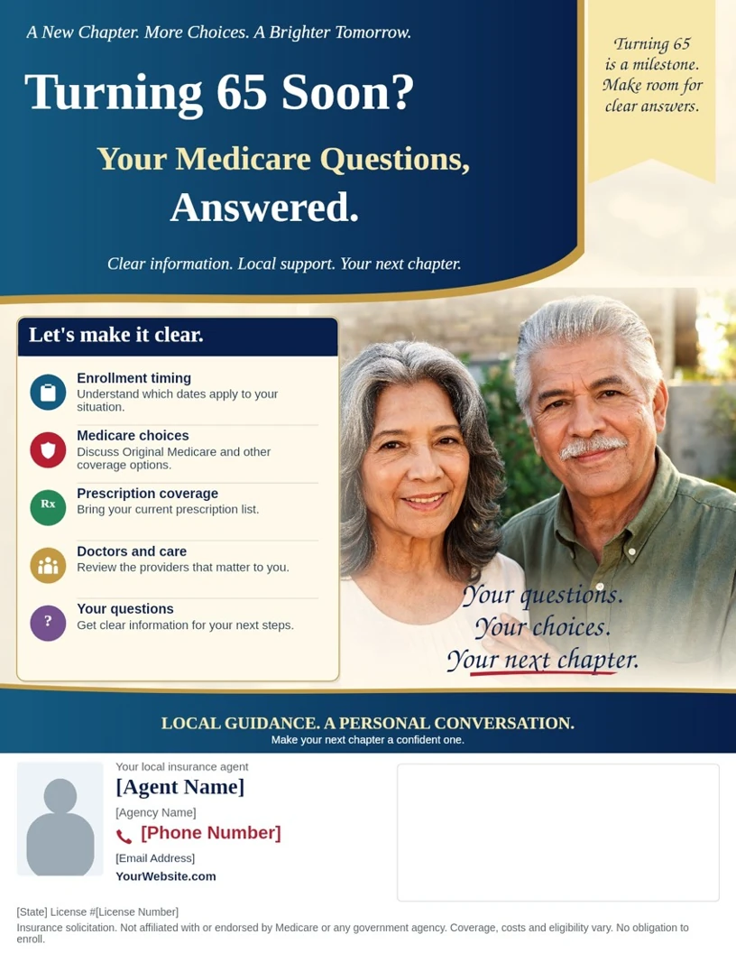 Editable Turning 65 mailer example