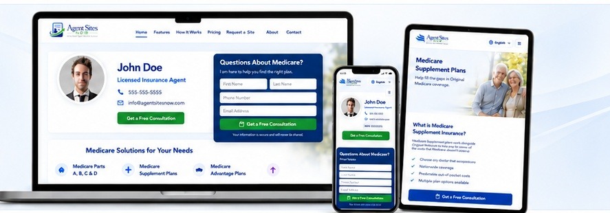 Agent Sites NOW websites displayed on desktop, tablet and phone